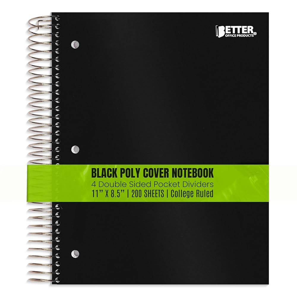 Amazon.com: Better Office Products 5 Subject Spiral Notebook